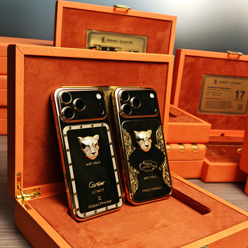 Cheetah Diamond Inlay 24K Gold iPhone 18 Pro Max / 18 Pro / 17 Pro Max / 17 Pro — SINNU LUXURY Limited Edition