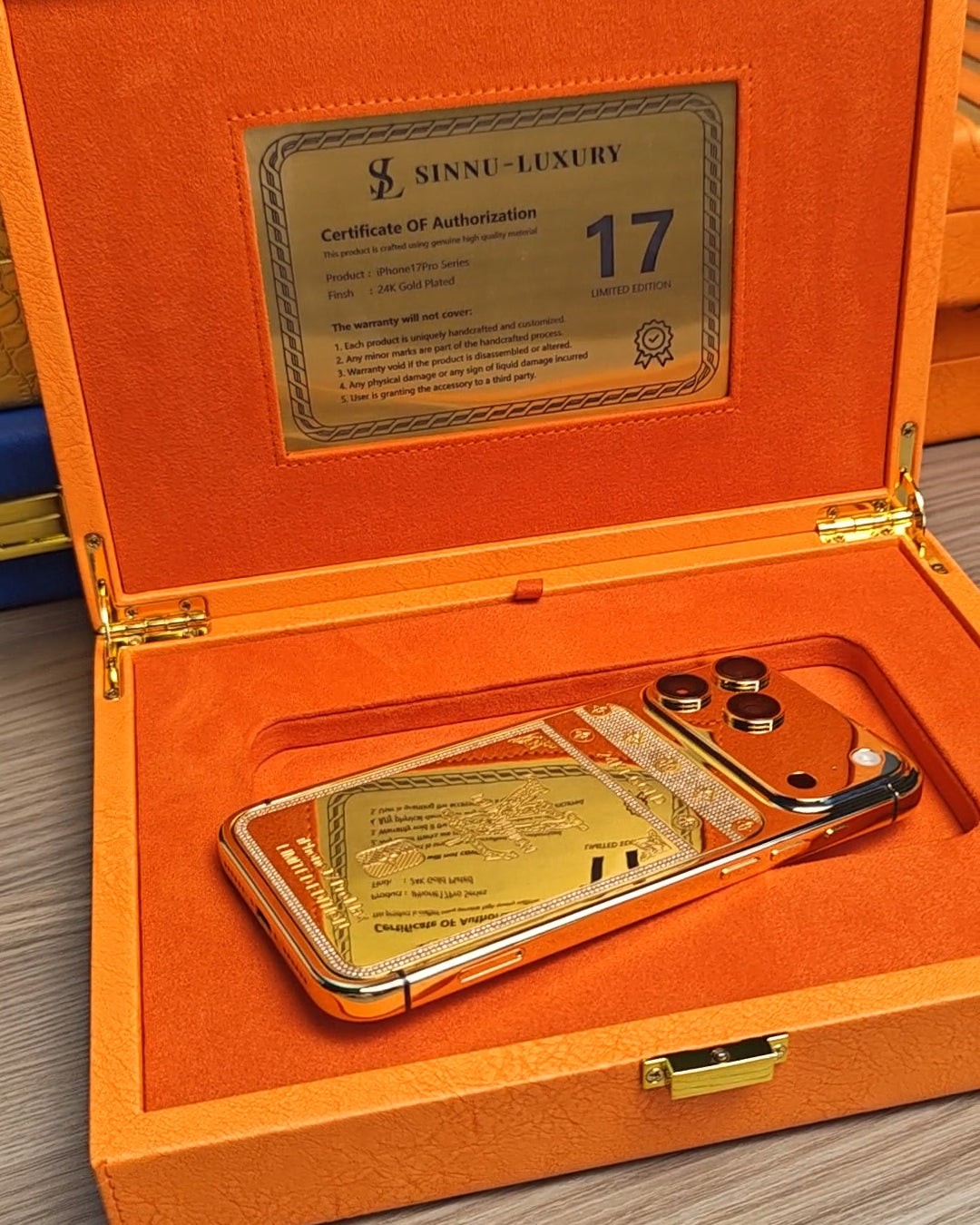 Iconic Luxury Monogram Diamond 24K Gold iPhone 18 Pro Max / 18 Pro / 17 Pro Max / 17 Pro — SINNU LUXURY Limited Edition