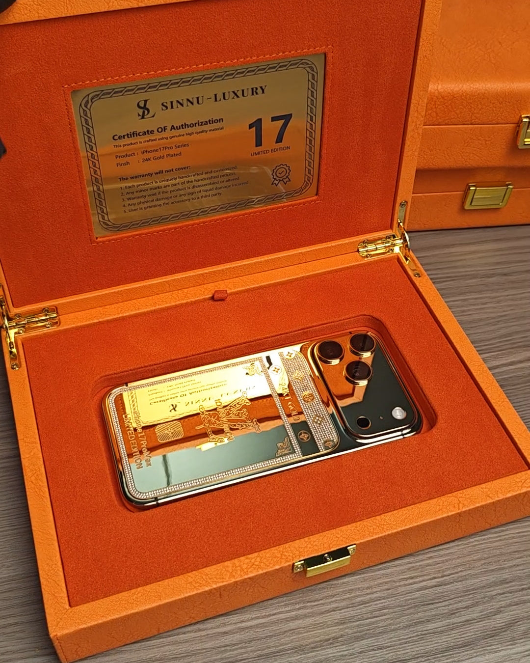 Iconic Luxury Monogram Diamond 24K Gold iPhone 18 Pro Max / 18 Pro / 17 Pro Max / 17 Pro — SINNU LUXURY Limited Edition