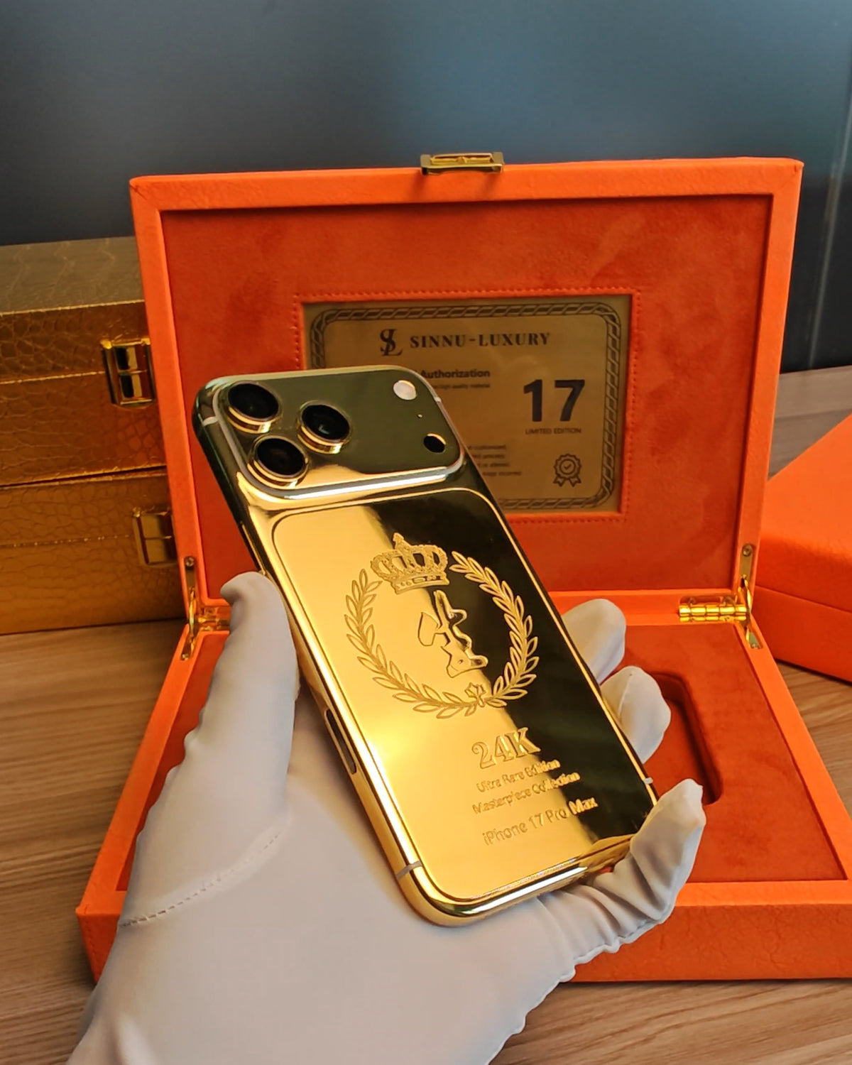 Bespoke Custom Pattern 24K Gold iPhone 18 Pro Max / 18 Pro / 17 Pro Max / 17 Pro — SINNU LUXURY Limited Edition