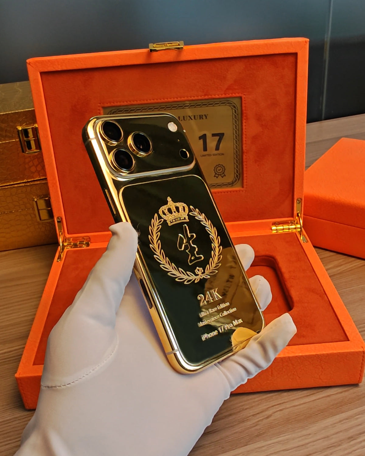 Bespoke Custom Pattern 24K Gold iPhone 18 Pro Max / 18 Pro / 17 Pro Max / 17 Pro — SINNU LUXURY Limited Edition