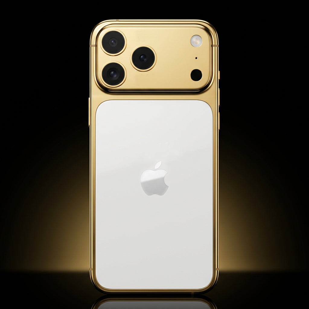 White Pearl 24K Gold iPhone 18 Pro Max / 18 Pro / 17 Pro Max / 17 Pro — SINNU LUXURY Limited Edition